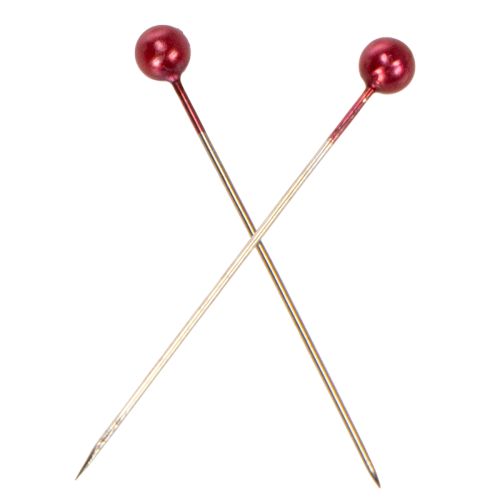 Alfileres decorativos con cabeza de perla roja para floristerías, Ø4 mm, 40 mm, 150 unidades | Floristik24.es