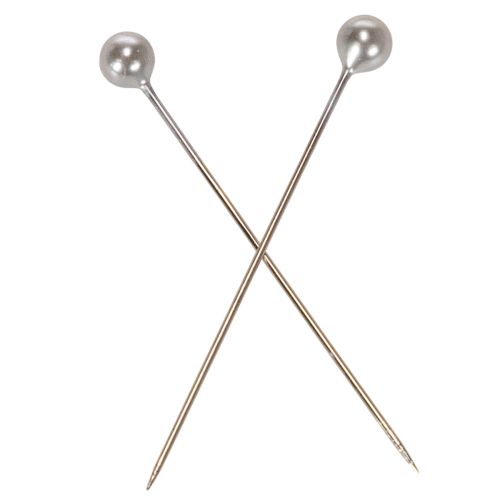Alfileres de floristería y decoración con cabeza de perla, plateados, Ø4 mm, 40 mm, 150 unidades | Floristik24.es
