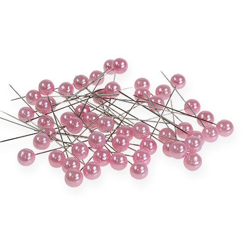 Floristik24 Alfileres Cabeza De Perla Rosa Ø10mm 60mm