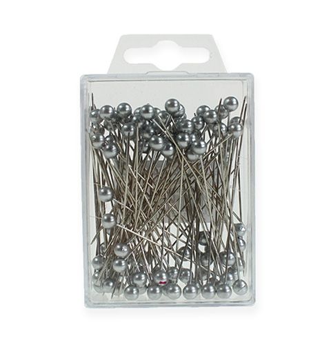 Artículo Alfileres cabeza perla Ø6mm 65mm plata