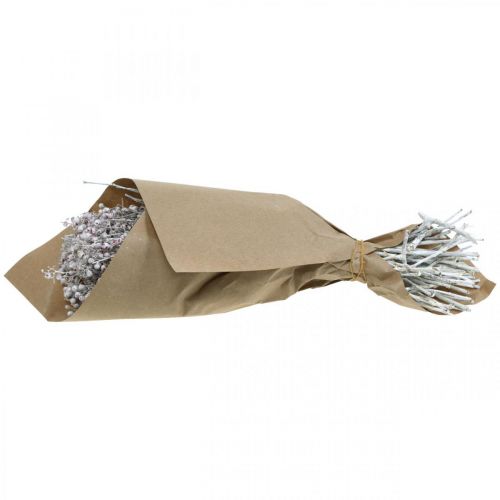 Floristik24 Bayas de pimiento nevado, decoración de invierno, flores secas, Adviento, pimienta rosa blanca lavada 170g