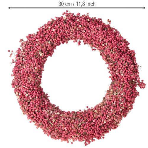 Artículo Corona de pimientos, bayas de pimienta rosa, corona seca, Ø30cm