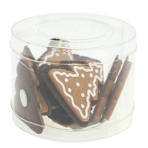 Floristik24 Pegatinas de fieltro pan de jengibre abeto 4,5cm 12pcs