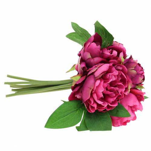 Floristik24 Ramo de flores artificiales con peonías magenta violeta Ø27cm 1 pieza
