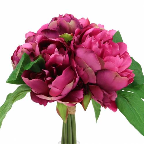 Floristik24 Ramo de flores artificiales con peonías magenta violeta Ø27cm 1 pieza