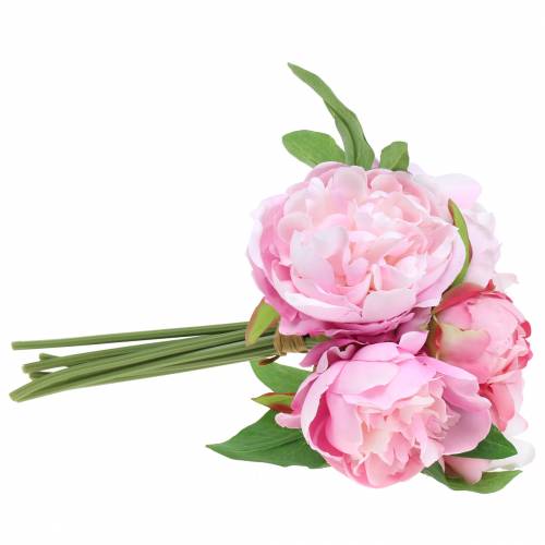 Floristik24 Ramo de flores artificiales con peonías rosa Ø27cm 1 pieza