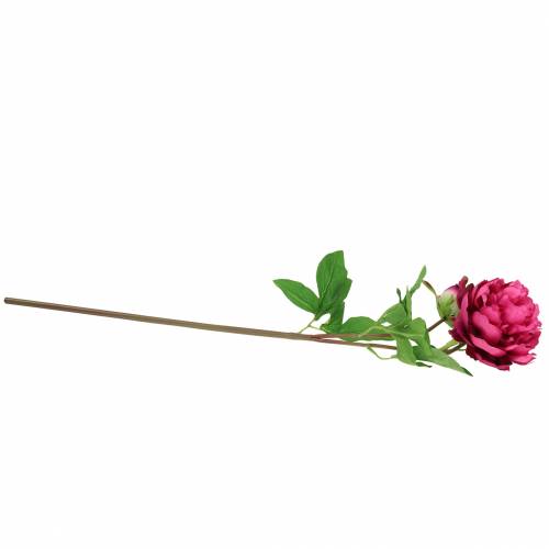 Floristik24 Flor artificial de peonía con flor y capullo púrpura magenta 68cm