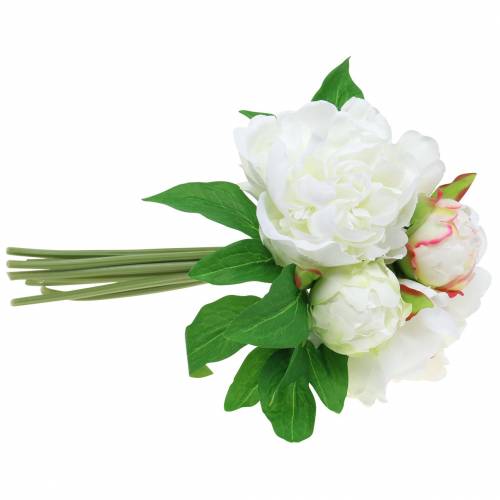 Floristik24 Ramo de peonias blanco / rosa 27cm 6uds