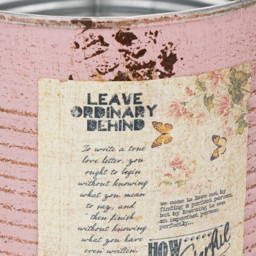 Artículo Maceta, rosa antigua, caja decorativa de metal, vintage, Ø15,5 cm H15 cm