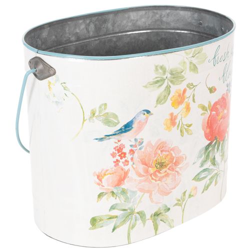Maceta ovalada decorativa de estilo vintage para primavera, de metal, 26/22/17 cm, juego de 3 | Floristik24.es