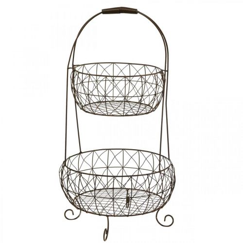 Plant etagere soporte de cesta de metal vintage 2 niveles 62 cm