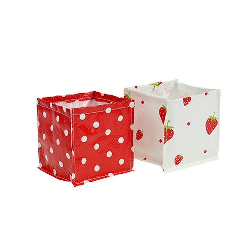 Floristik24 Caja de plantas 10x10cm 8uds. rojo blanco