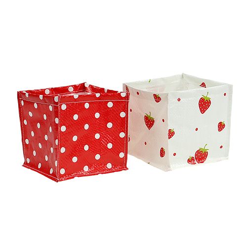 Floristik24 Caja de planta 12x12cm 6pcs. rojo blanco