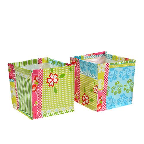 Floristik24 Caja de plantas patchwork 12x12cm 6pcs