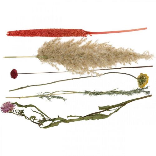 Artículo Ramo de flores secas con flores de pradera rosa DIY set H30-35cm