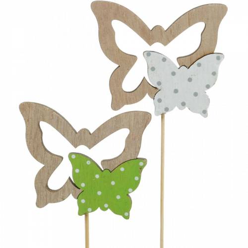 Enchufe de planta mariposa en palo madera primavera decoración 16 piezas