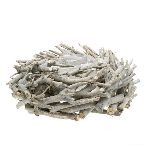 Floristik24 Jardinera cesta corona de ramas gris Ø34cm