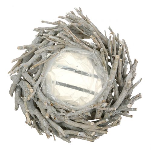 Floristik24 Jardinera cesta corona de ramas gris Ø34cm