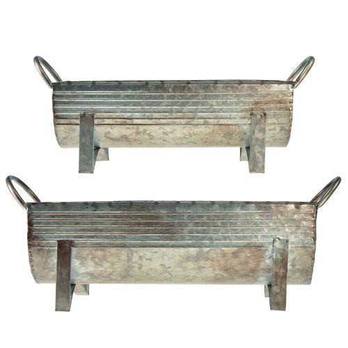 Floristik24 Canalón para maceteros de metal L44cm/37,5cm, juego de 2