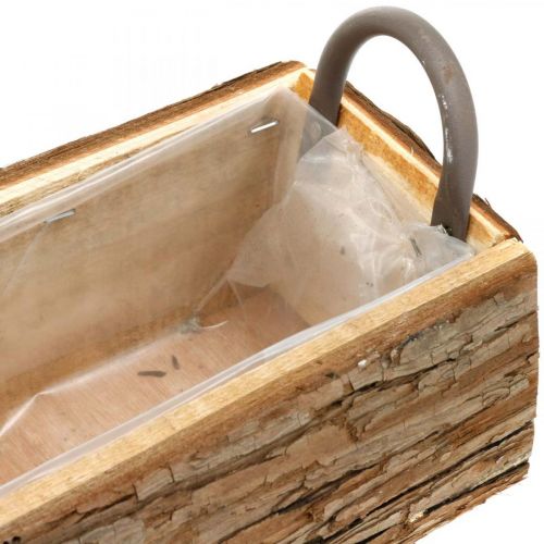Floristik24 Jardinera, caja de madera con corteza, macetero con asas 46cm