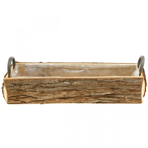 Floristik24 Jardinera, caja de madera con corteza, macetero con asas 46cm
