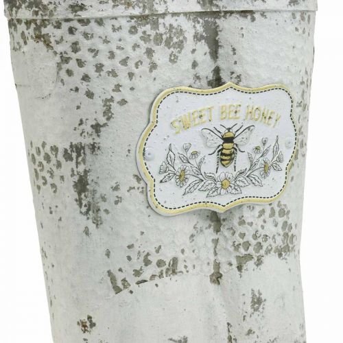 Floristik24 Jardinera Boots Abeja Metal Blanco Decoración de jardín vintage Al.31cm