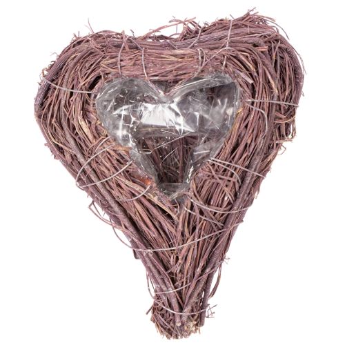 Bol en forma de corazón con ramas e inserto de papel de aluminio para arreglos florales, 14 cm, 2 unidades | Floristik24.es