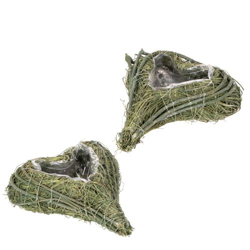 Corazón vegetal de material natural con inserto de lámina, 22 cm, 2 unidades