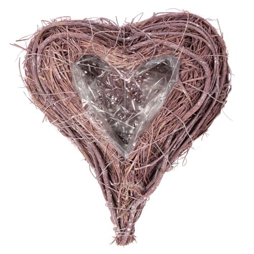 Corazón decorativo hecho de ramitas con lámina para plantar, 20 cm, 2 unidades | Floristik24.es