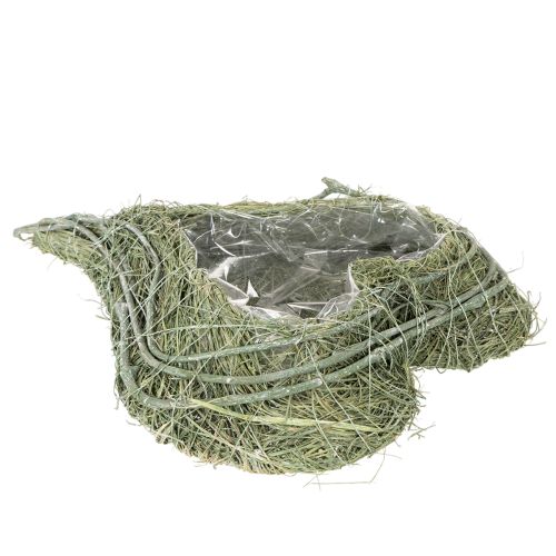 Cuenco con forma de corazón hecho de hierba natural con lámina para plantar, 38 cm. | Floristik24.es
