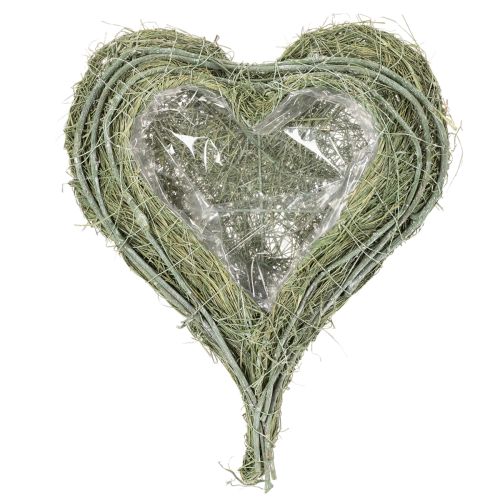 Cuenco con forma de corazón hecho de hierba natural con lámina para plantar, 38 cm. | Floristik24.es