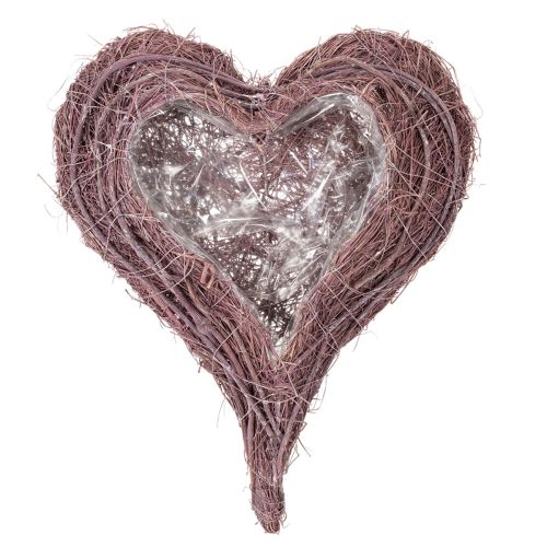 Cuenco con forma de corazón hecho de ramitas con inserto de papel de aluminio, 37 cm. | Floristik24.es