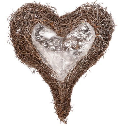 Maceta con forma de corazón hecha de ramitas con papel de aluminio, 20 cm, 2 unidades | Floristik24.es