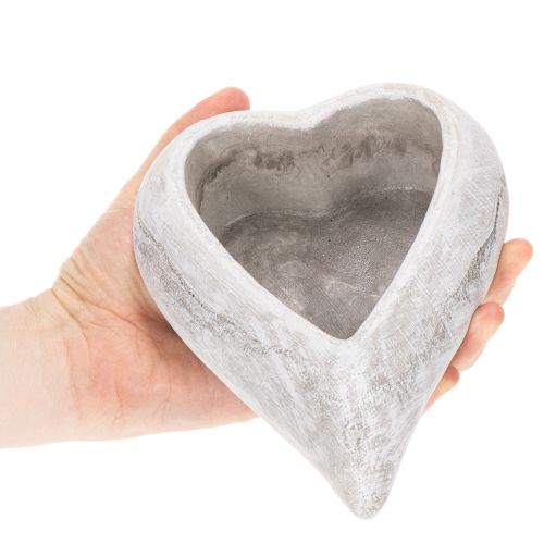 Bol decorativo en forma de corazón, gris; maceta pequeña en forma de corazón, 19 cm. | Floristik24.es