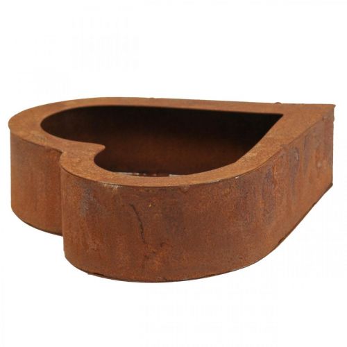 Floristik24 Planta corazón metal pátina macetero decorativo metal 20×20×5cm