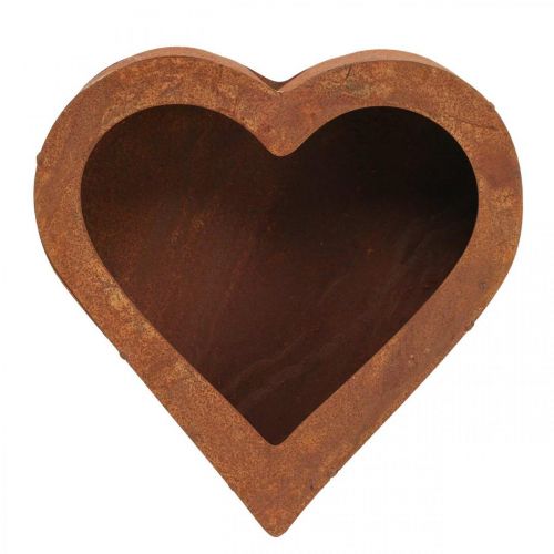 Planta corazón metal pátina macetero decorativo metal 20×20×5cm
