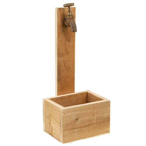 Artículo Fuente de madera para macetas con forma de jardinera, óptica de óxido natural, L15,5 cm