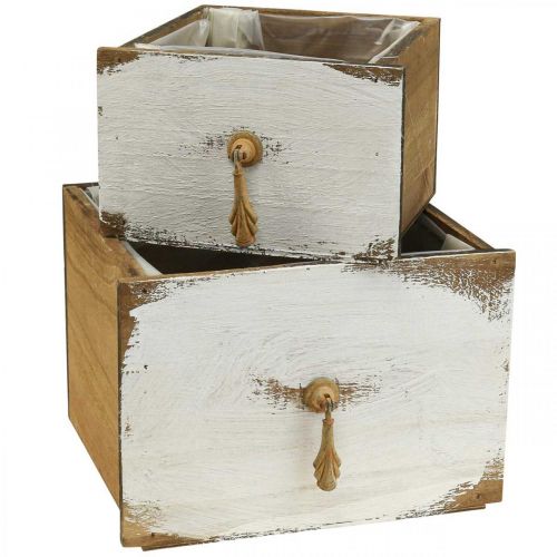 Floristik24 Macetero cajonera de madera Shabby Chic 14/19cm set de 2