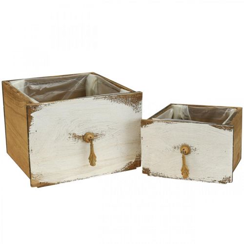 Artículo Macetero cajonera de madera Shabby Chic 14/19cm set de 2