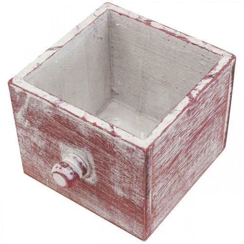 Artículo Macetero de madera cajón decorativo shabby chic rojo blanco 12cm