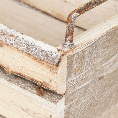 Artículo Jardinera de madera con corteza de árbol y mango natural, L29 cm/23 cm, juego de 2 piezas