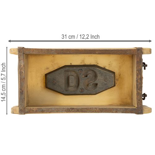 Artículo Jardinera de madera con forma de ladrillo reciclada de 32×15×10 cm