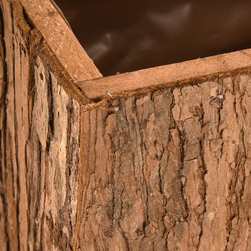 Artículo Jardinera de madera rectangular con corteza de pino, 27×10 cm