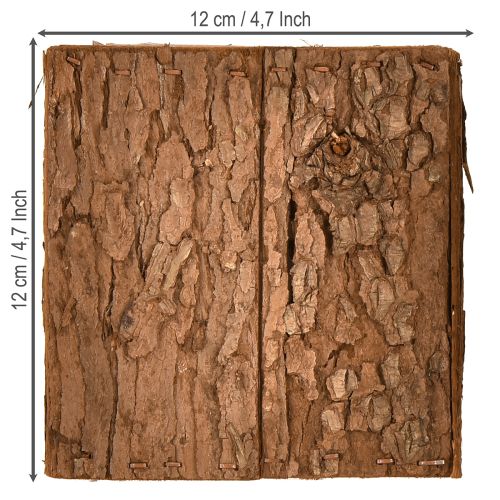 Artículo Jardinera cuadrada de madera con corteza de pino y macetero 12×12cm
