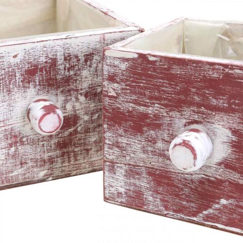 Artículo Caja de plantas cajón decorativo shabby chic rojo blanco juego de 2