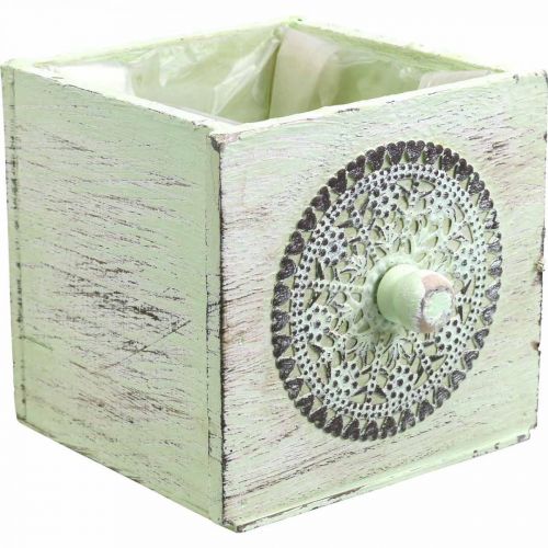 Artículo Caja de plantas cajón decorativo verde shabby 15-23cm juego de 3