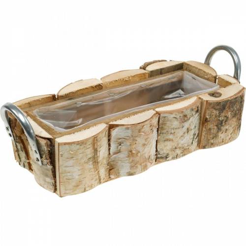 Floristik24 Jardinera, jardinera de abedul, decoración de madera, jardinera con asas 32cm