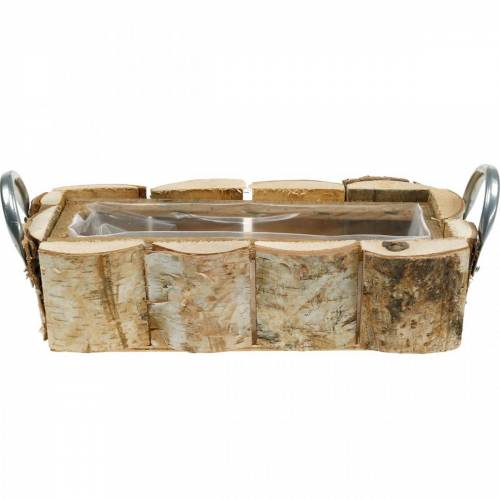 Floristik24 Jardinera, jardinera de abedul, decoración de madera, jardinera con asas 32cm