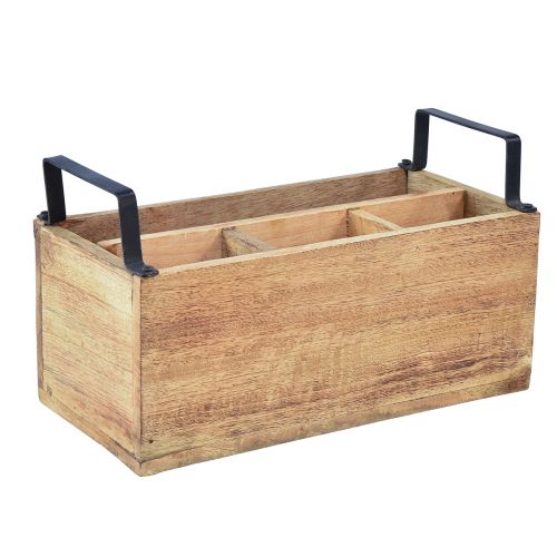 Floristik24 Caja para plantas porta cubiertos de madera caja de madera 4 compartimentos L30cm