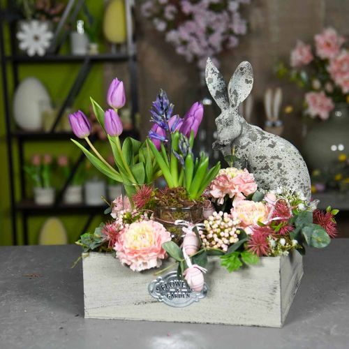 Floristik24 Plant box wood vintage metal sign gris 28/33/37cm juego de 3